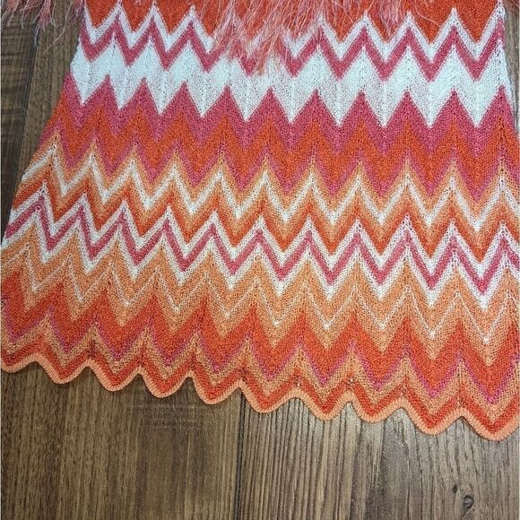 MARCIANO Women's Orange, Pink, White Fringe Tank w/ Adjustable Straps. Small. - Picture 3 of 6